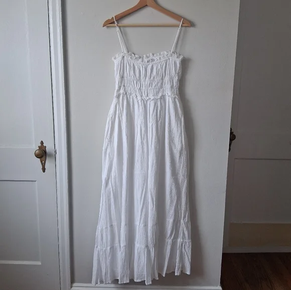 Zara White Maxi Tiered Dress Cotton - Picture 3 of 5